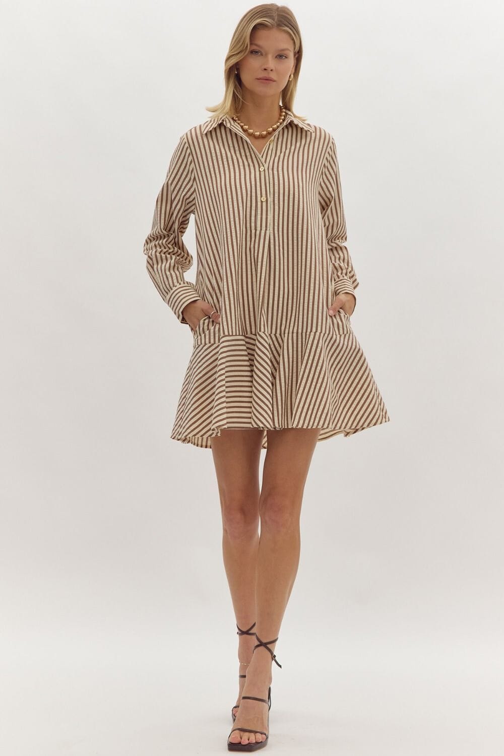 Stripe Me Down Mini Collared Dress - Caroline Hill