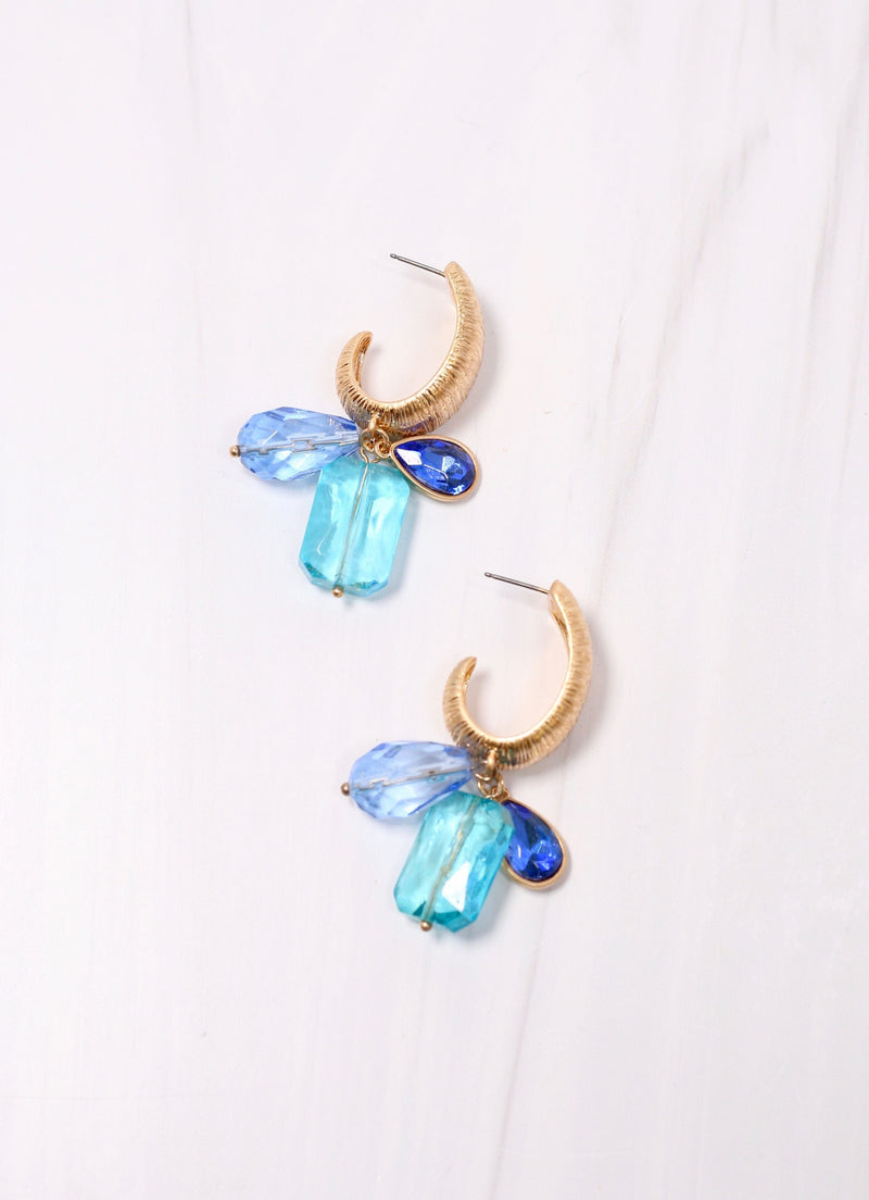 Sundridge Jeweled Hoop Drop Earring BLUE - Caroline Hill