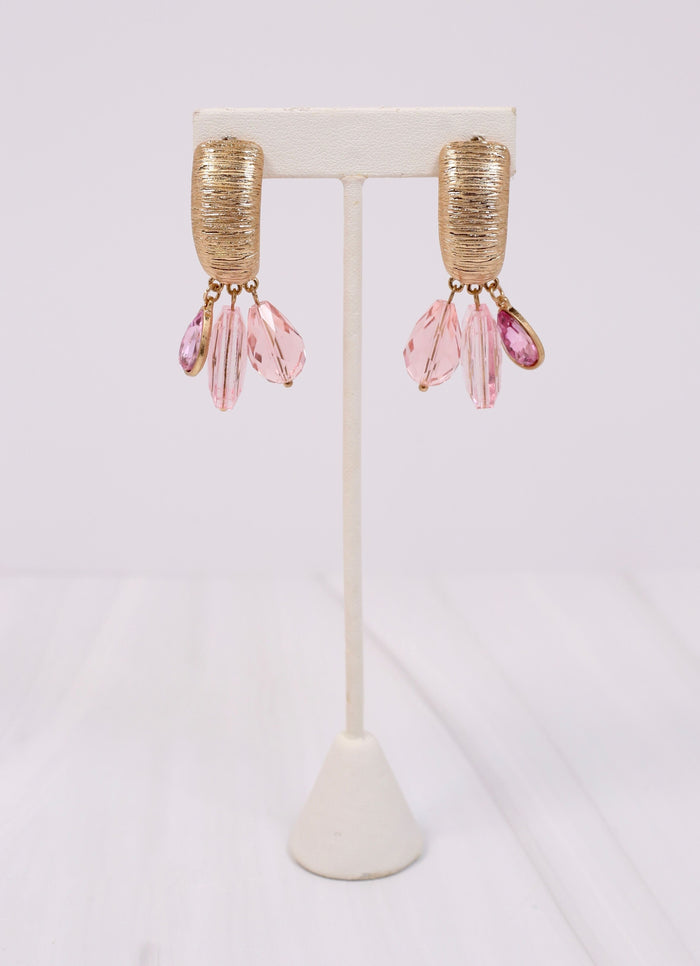 Sundridge Jeweled Hoop Drop Earring PINK - Caroline Hill