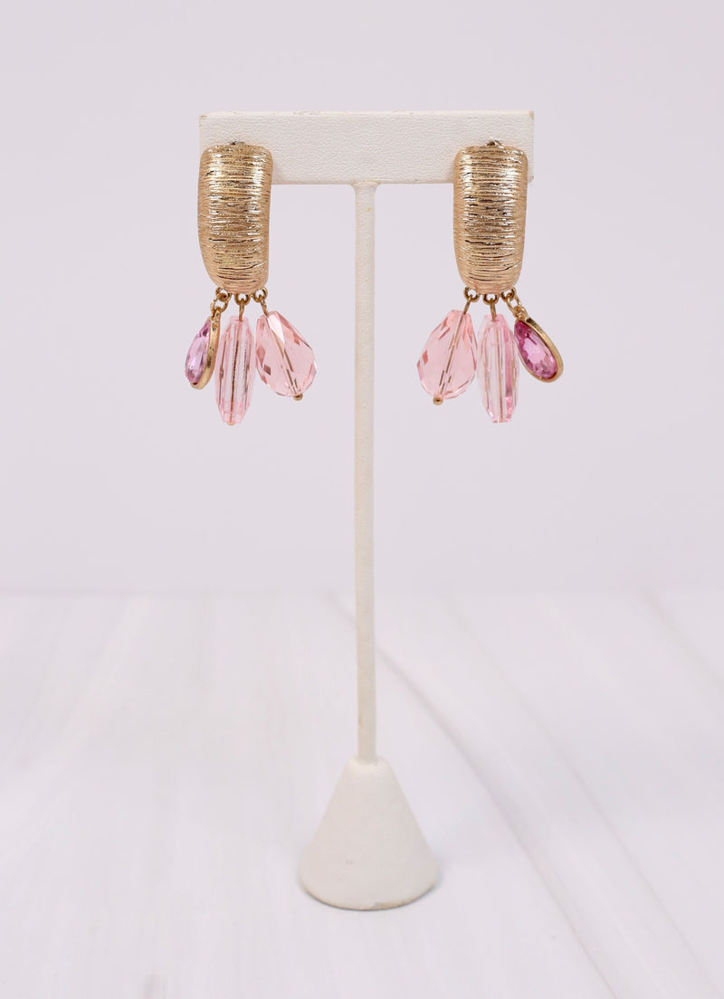 Sundridge Jeweled Hoop Drop Earring PINK - Caroline Hill