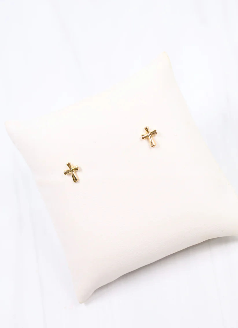 Anmore Cross Stud Earring Gold