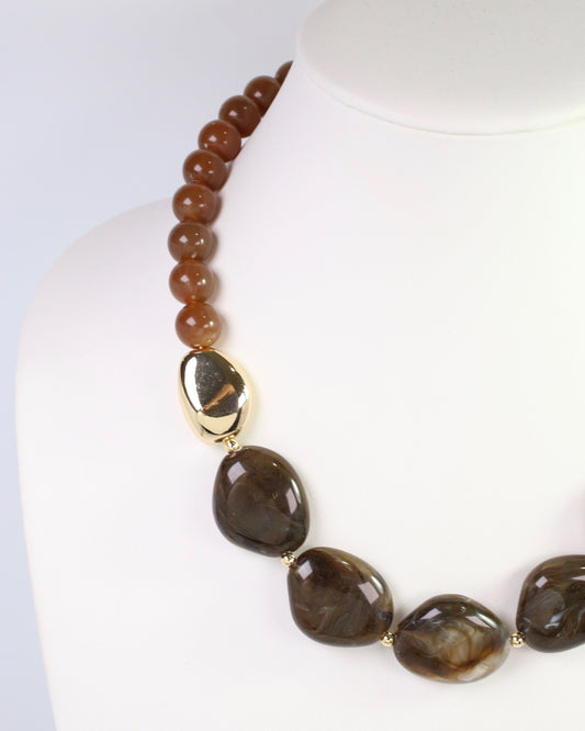 Elkton Stone Beaded Necklace Brown