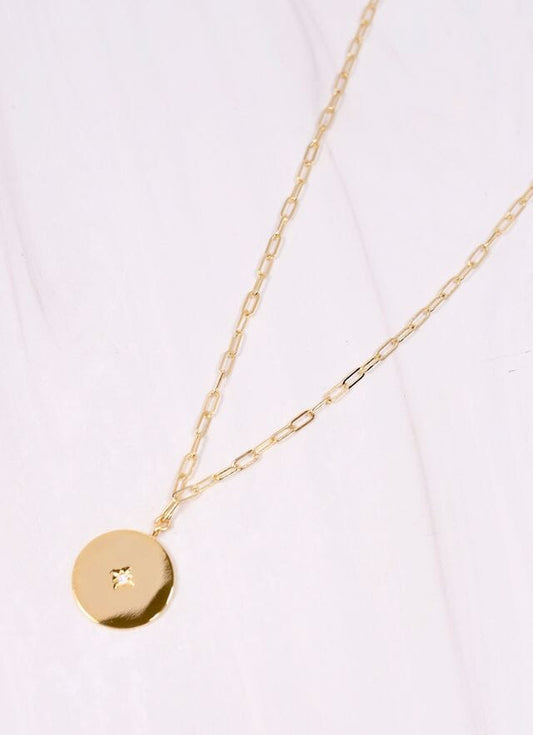 Sylvester CZ Disc Necklace GOLD - Caroline Hill