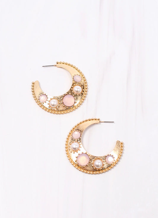 Sylvester Stone Hoop Earring PINK OPAL - Caroline Hill