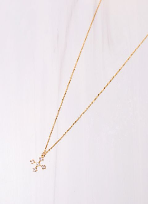 Eleanor CZ Cross Necklace Gold