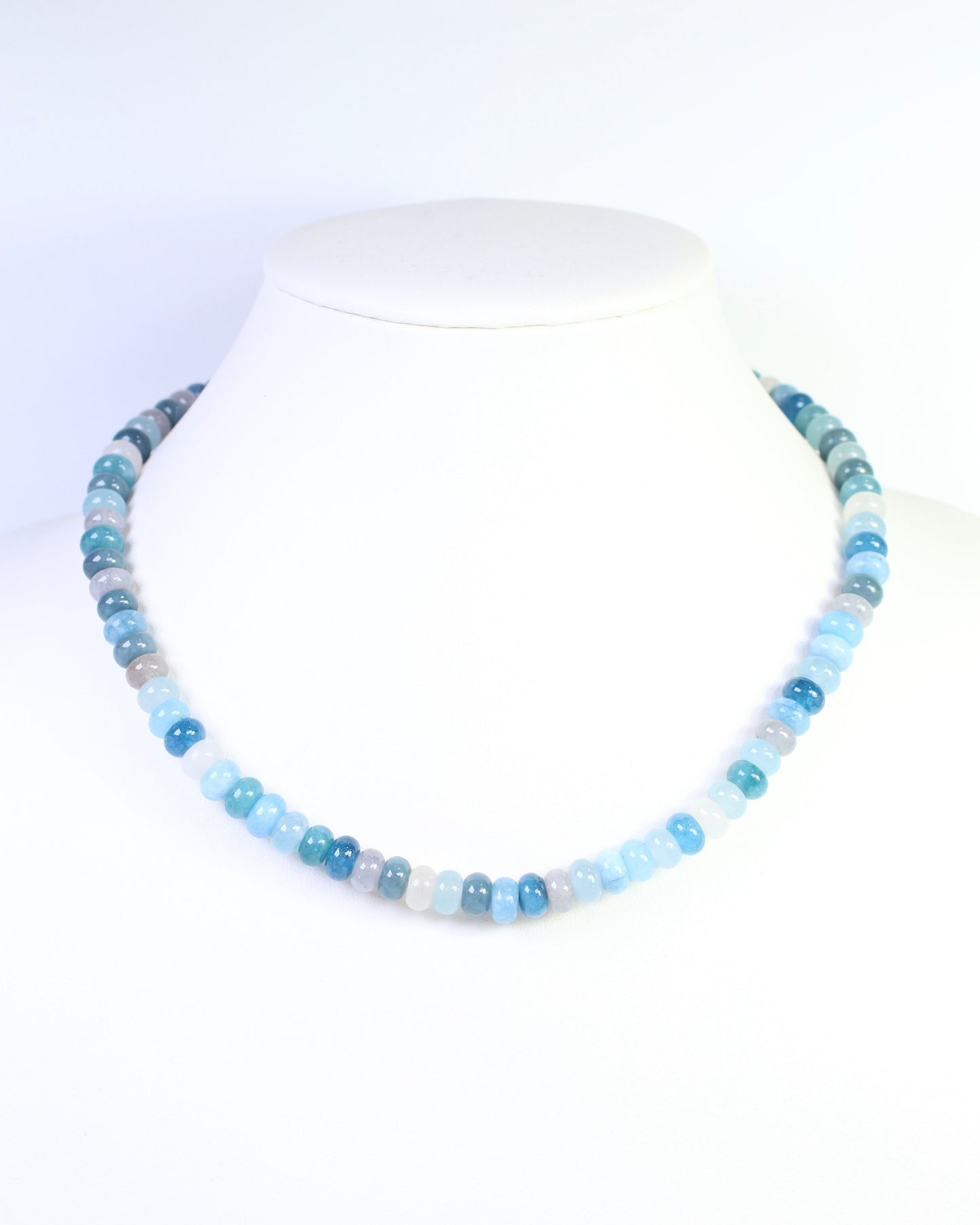 Gisela Stone Beaded Oval Clasp Necklace Blue Multi