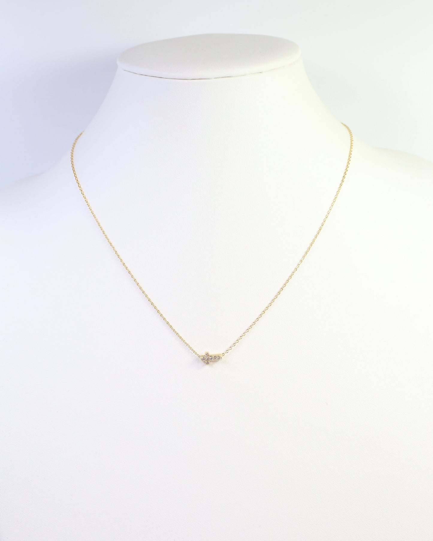 Milton Side Cross Necklace Gold