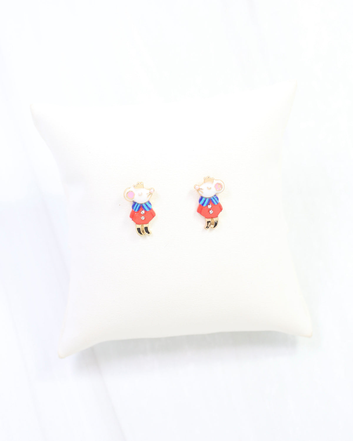 Merry Mouse King Stud Earring Red
