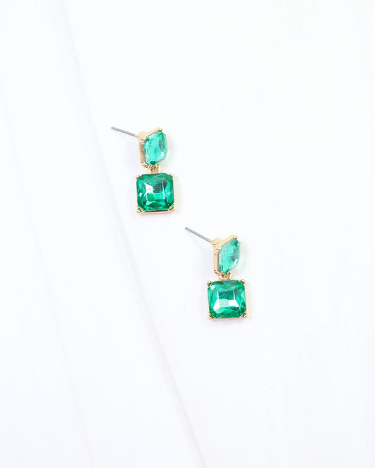 Dupree Crystal Drop Earring Green