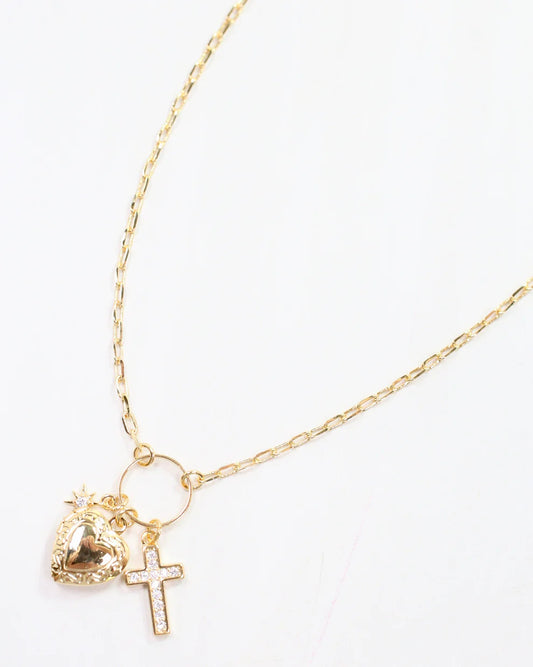 Sally Drop Charm Necklace Gold