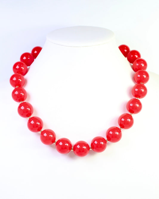 Megan Beaded Necklace Red