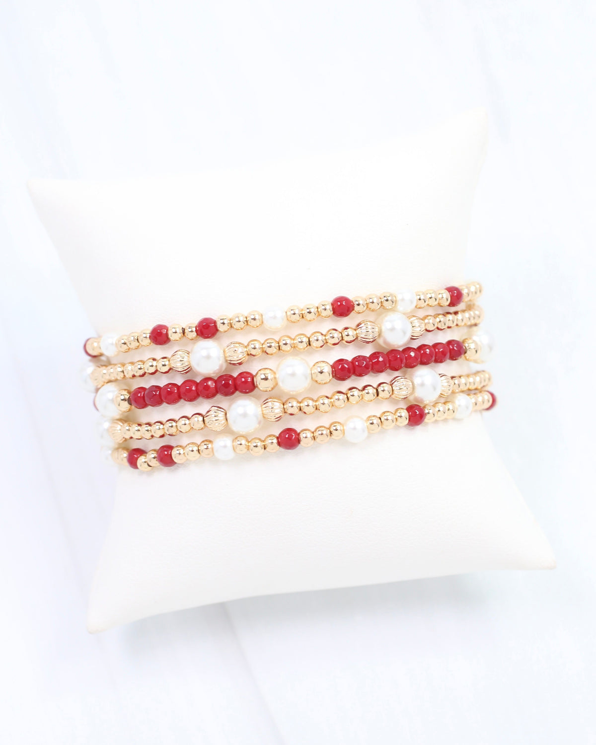 Maneh Beaded Bracelet Set Burgundy