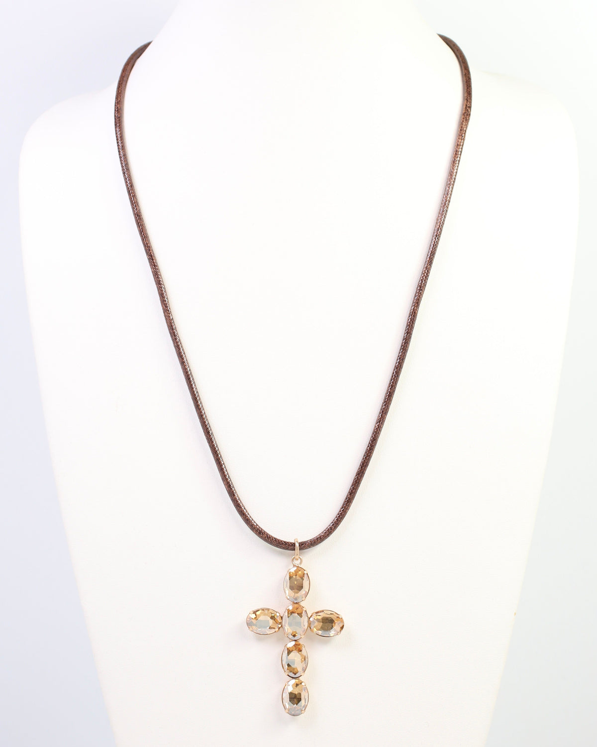 Kirbo Cord Cross Necklace Brown