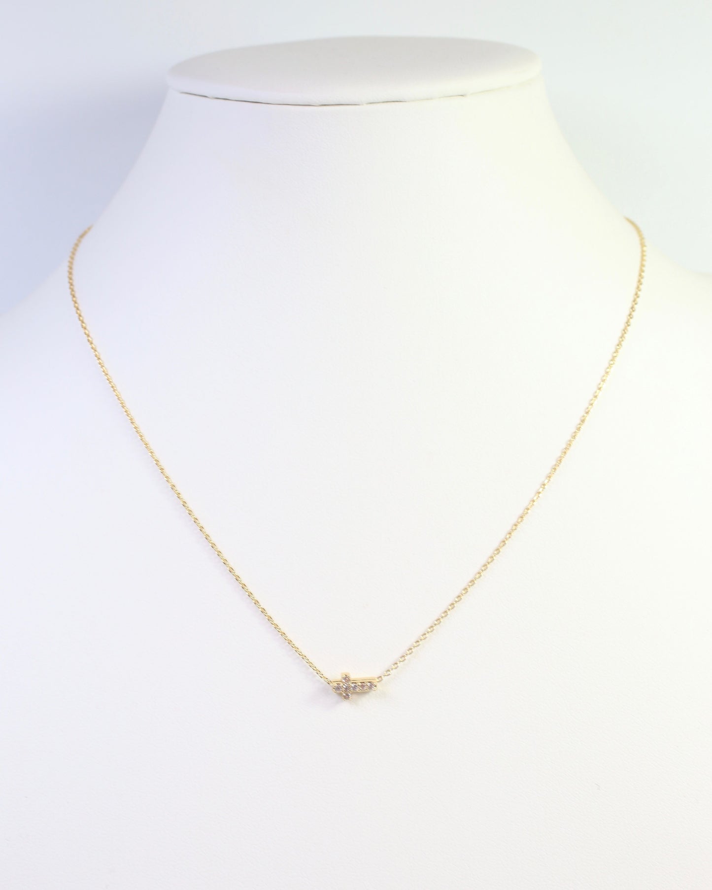 Milton Side Cross Necklace Gold