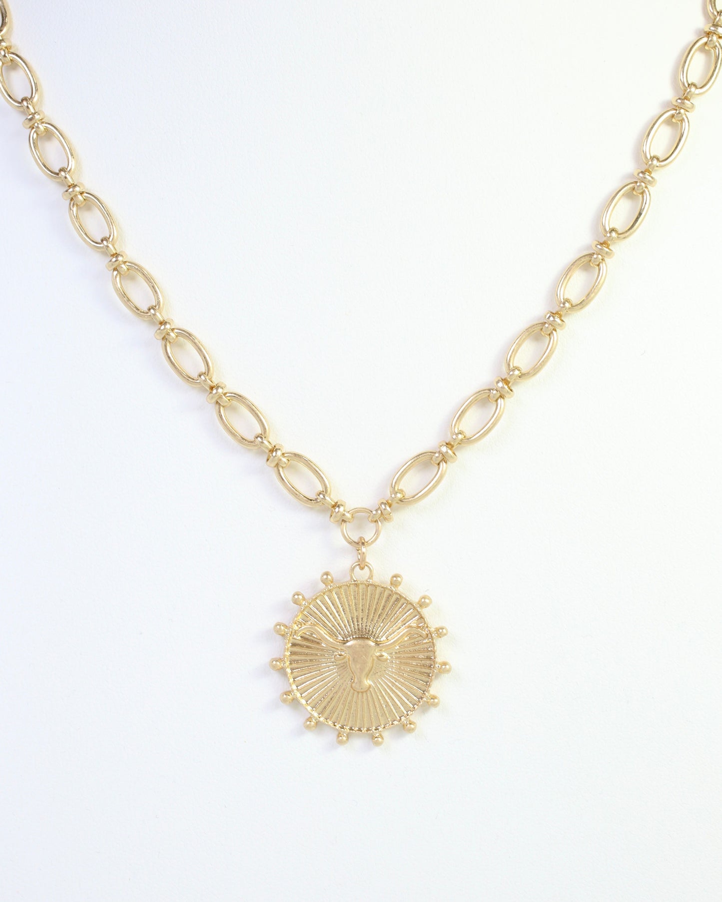 Carmen Coin Necklace Bull Worn Gold