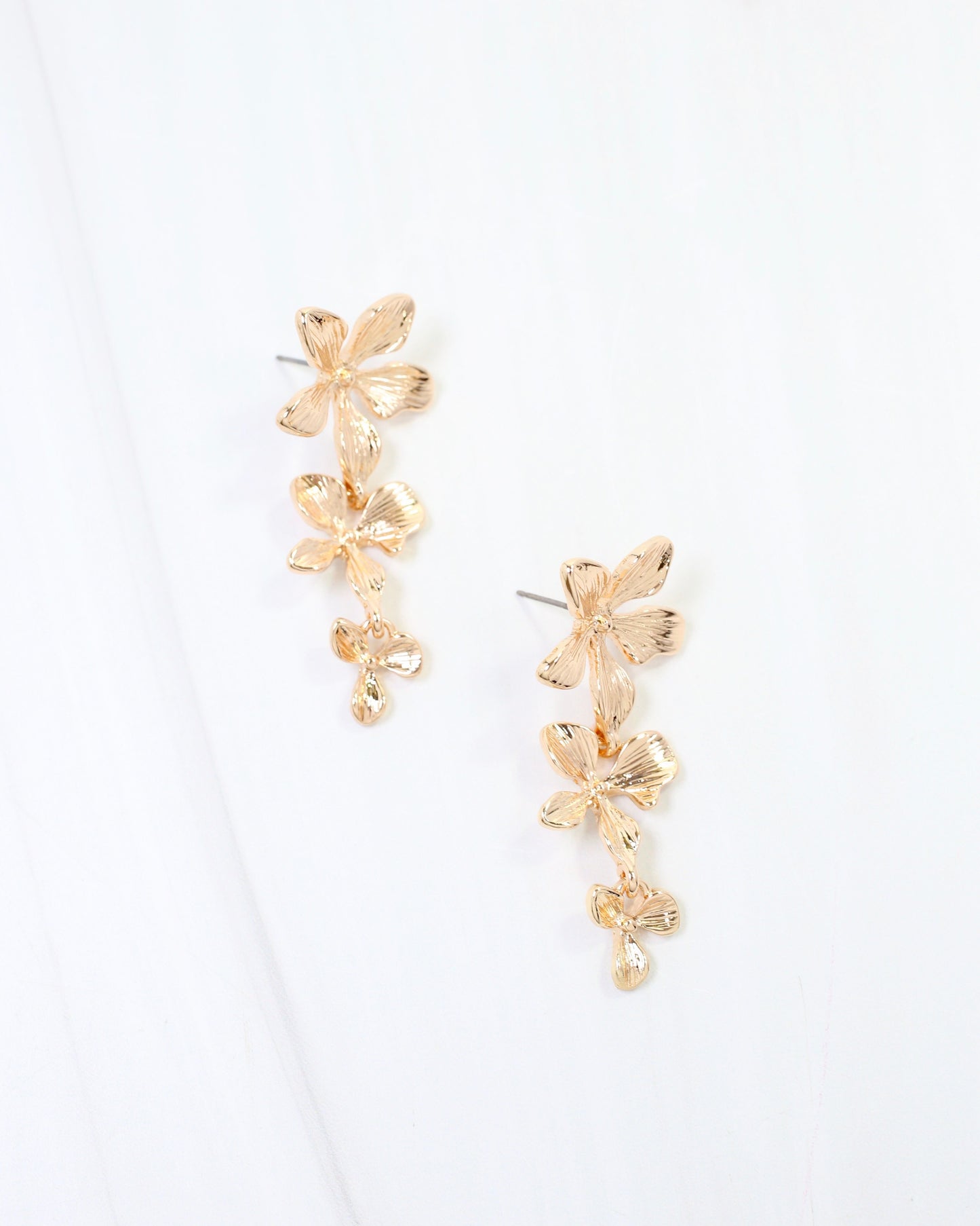 Peekskill Triple Flower Dangle Earring Gold