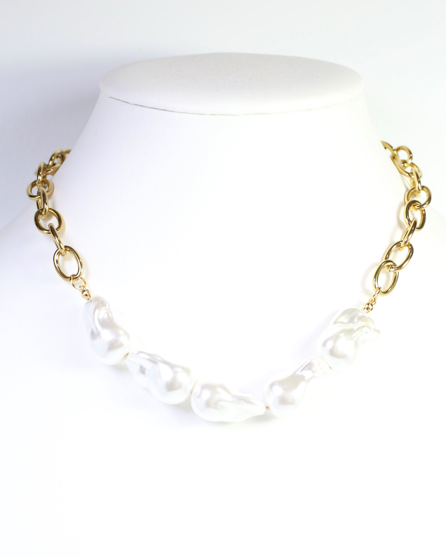 Darya Baroque Pearl Link Necklace WP Gold