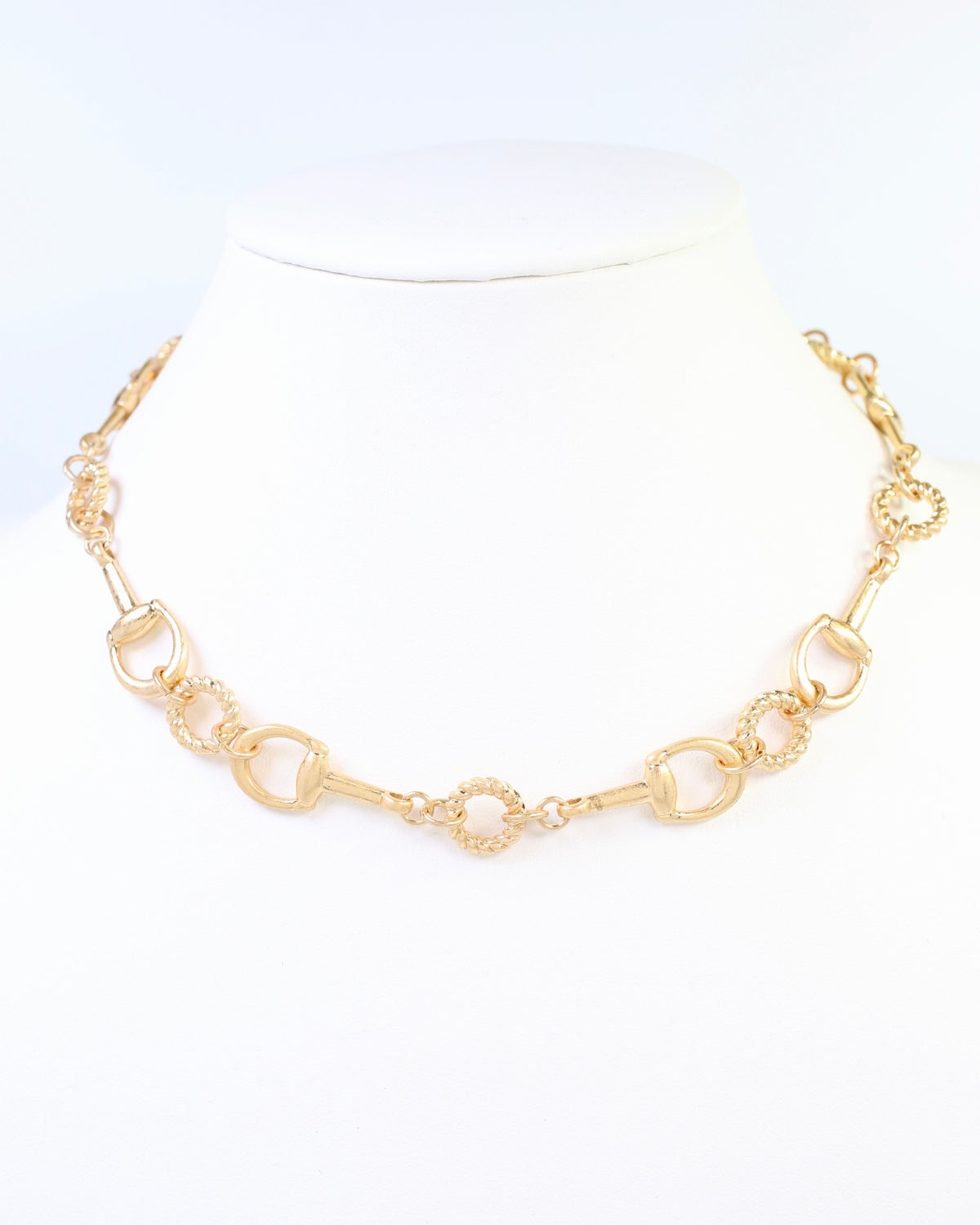 Henderson Horsebit Toggle Necklace Worn Gold