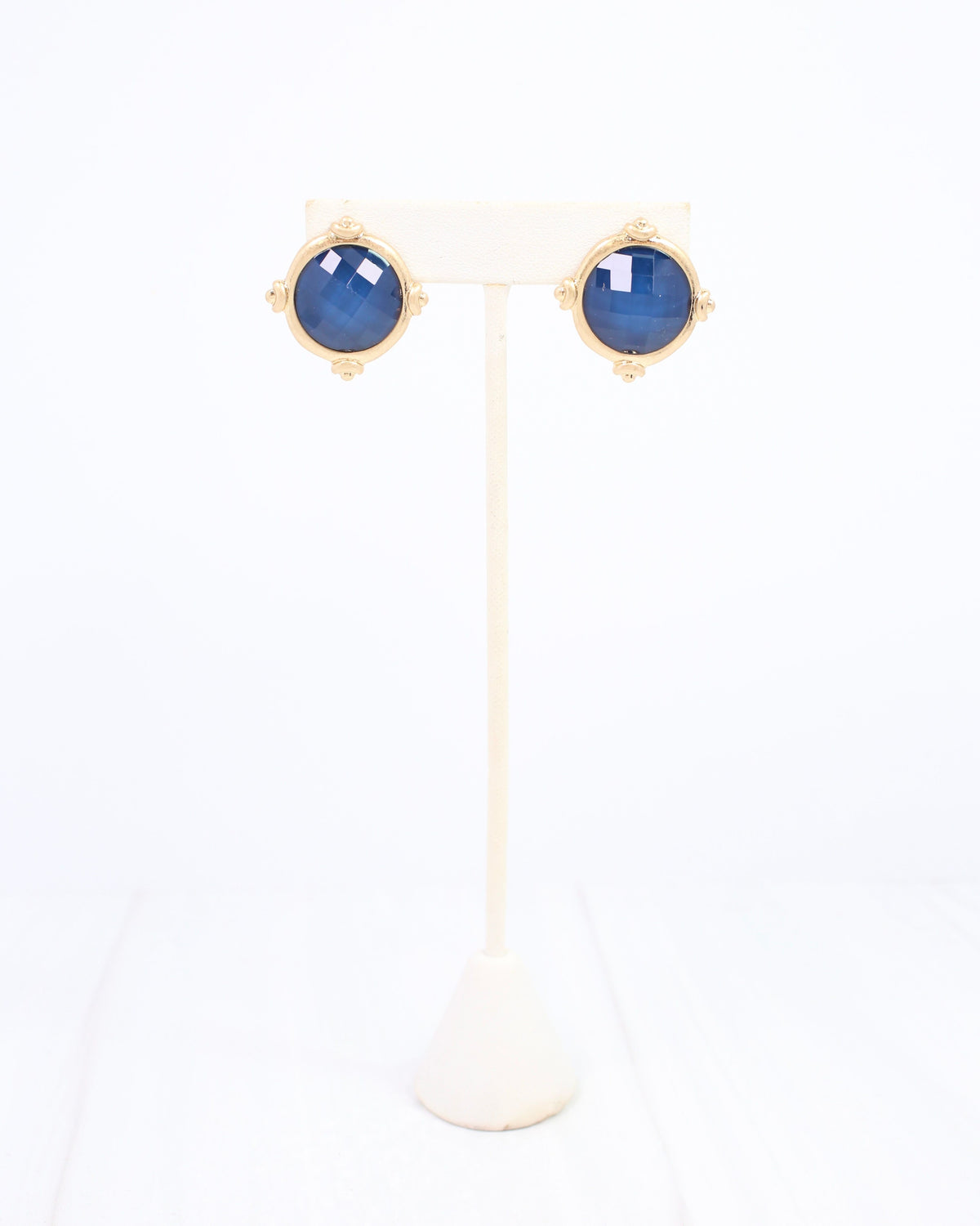 Melani Faceted Stud Earring Navy