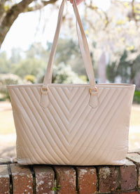 Tabitha Quilted Tote TAUPE - Caroline Hill