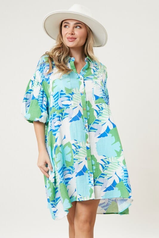 Take Me to the Tropics Blue Multi Dress - Caroline Hill