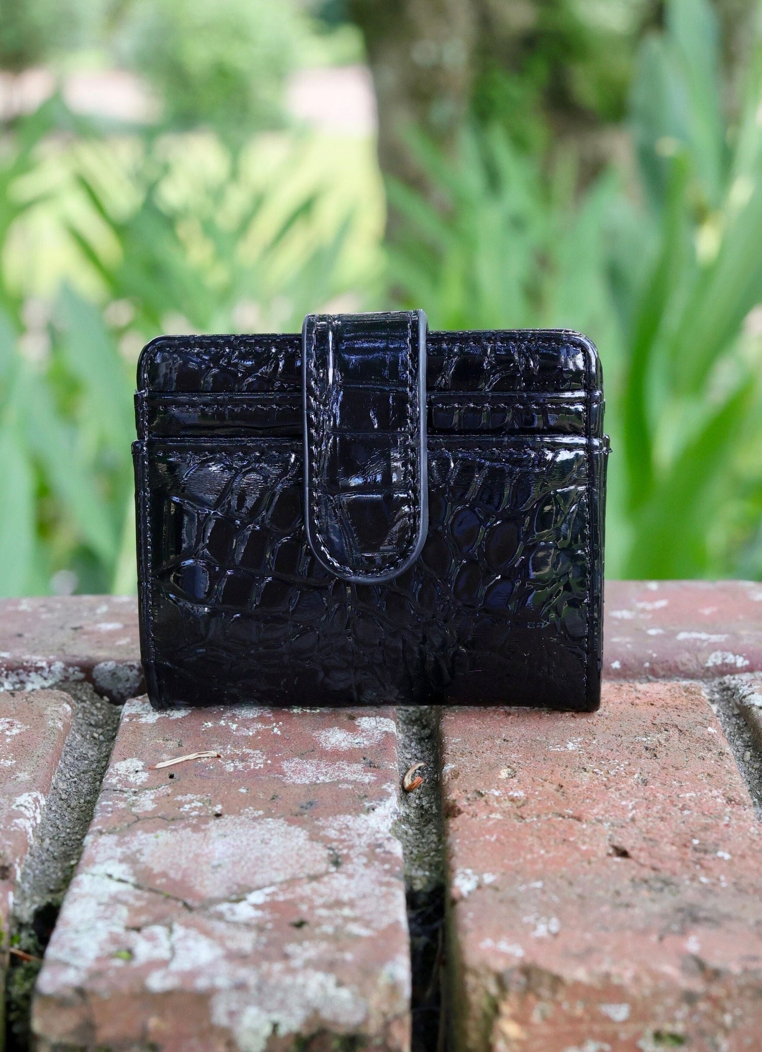 Tate Card Holder Wallet BLACK PATENT - Caroline Hill