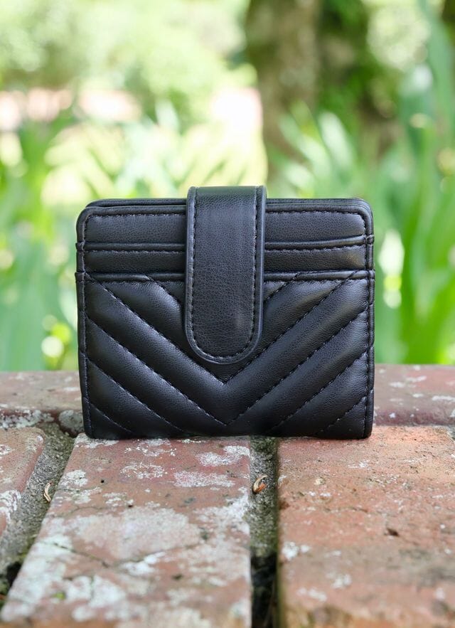 Tate Card Holder Wallet BLACK V QUILTED - Caroline Hill