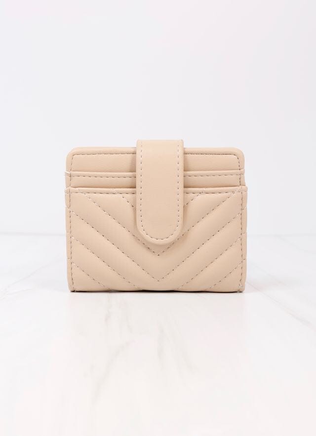 Caroline hill card holder in beige - quilted