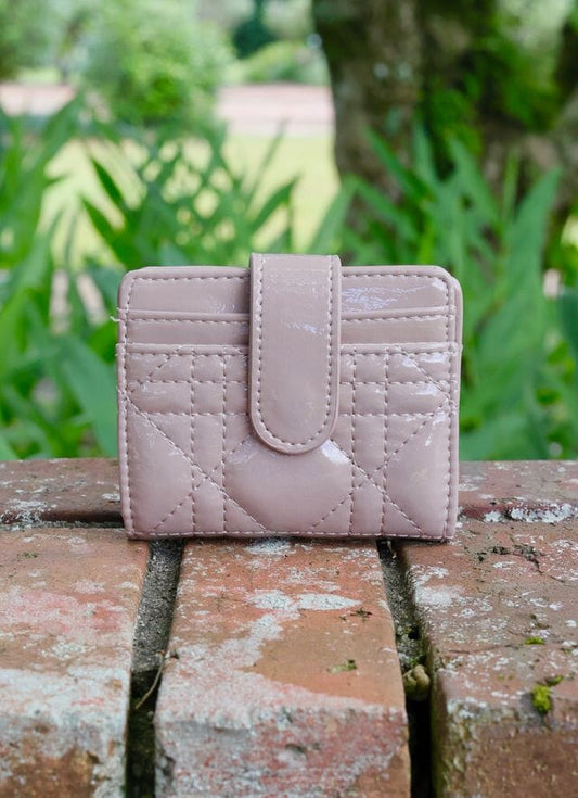 Tate Card Holder Wallet TAUPE PATENT LQ - Caroline Hill