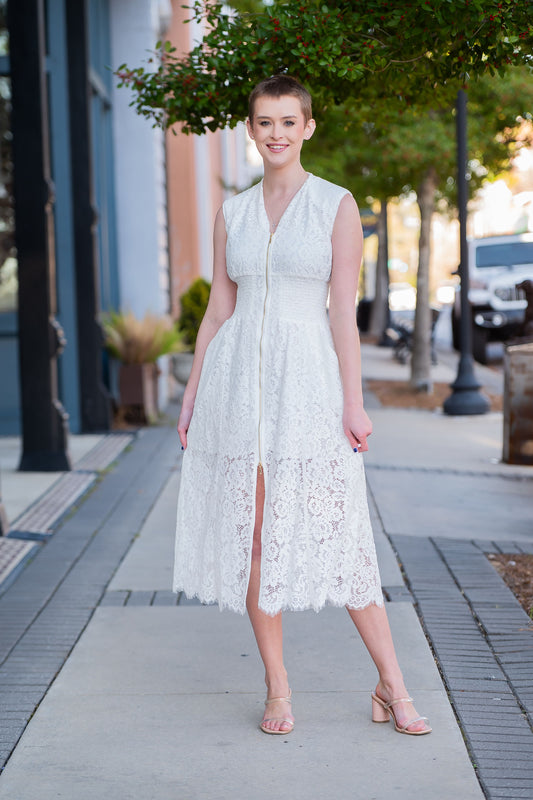 New York Lace Dress-Cream