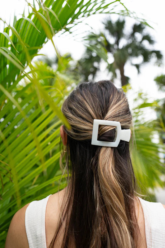 Teleties Flat Square Medium Clip- Coconut White - Caroline Hill