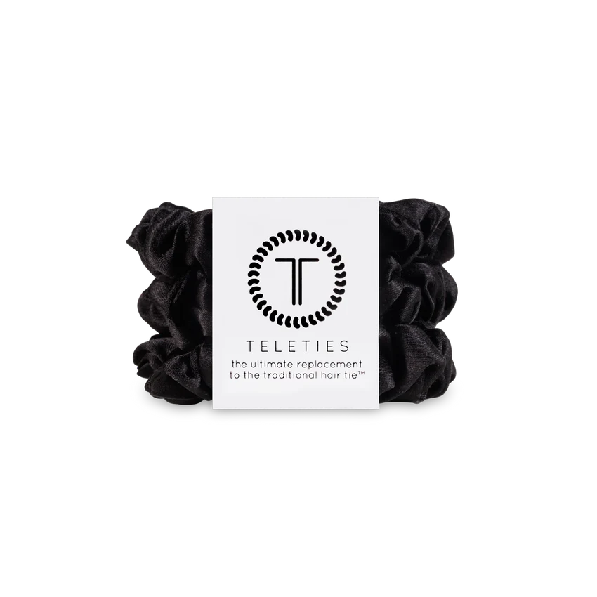 Teleties Small Silk Scrunchie- Jet Black - Caroline Hill