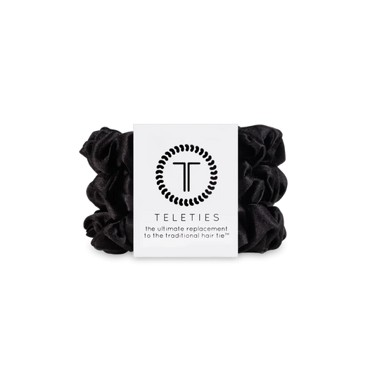 Teleties Small Silk Scrunchie- Jet Black - Caroline Hill