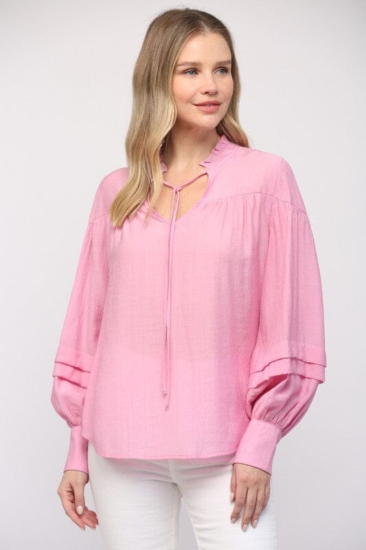 They Say Pink Tie Blouse - Caroline Hill