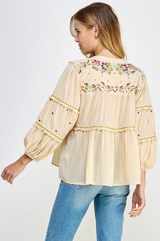 Think of Me Cream Embroidered Blouse - Caroline Hill