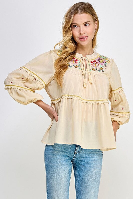 Think of Me Cream Embroidered Blouse - Caroline Hill