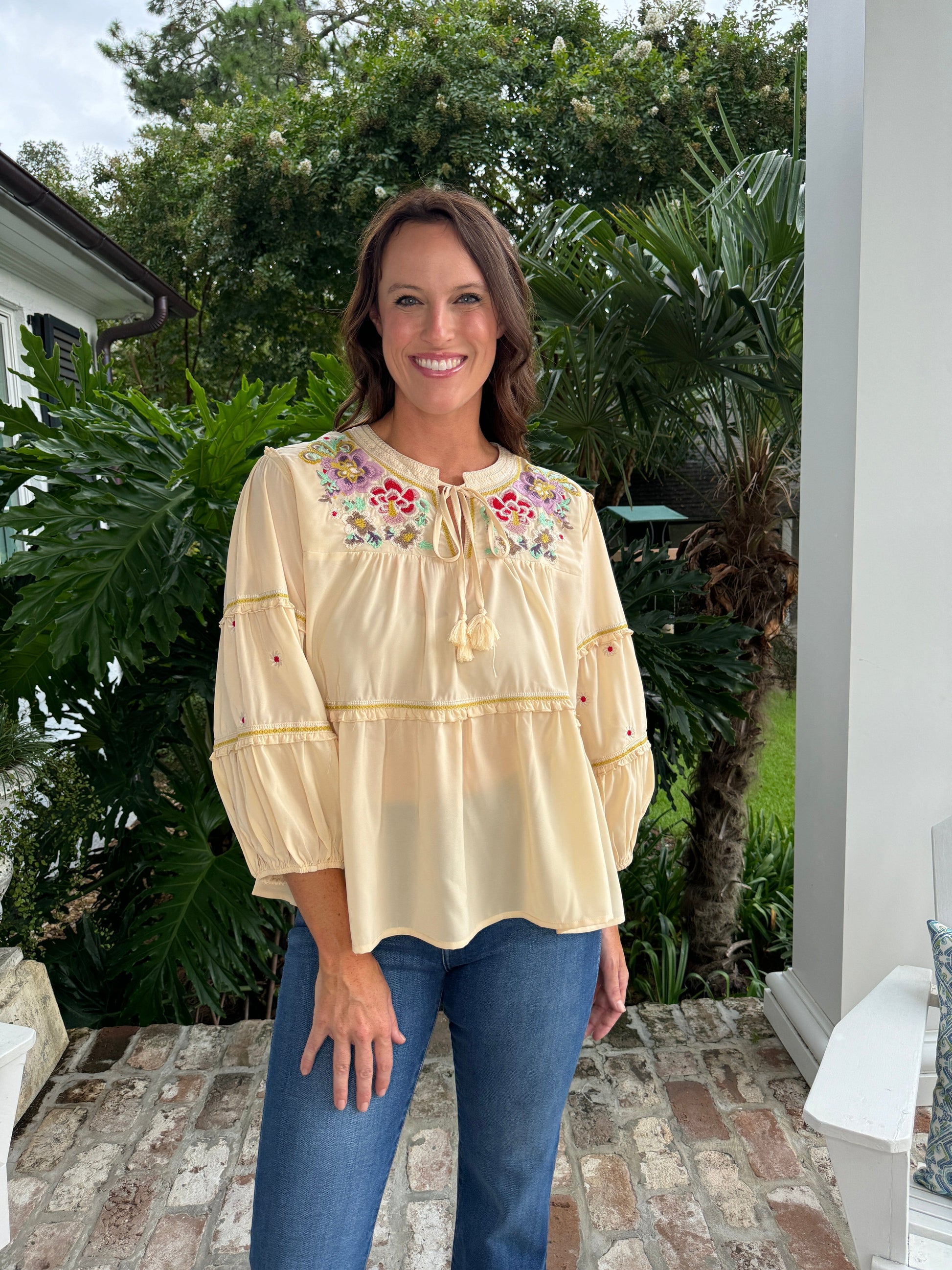 Think of Me Cream Embroidered Blouse - Caroline Hill