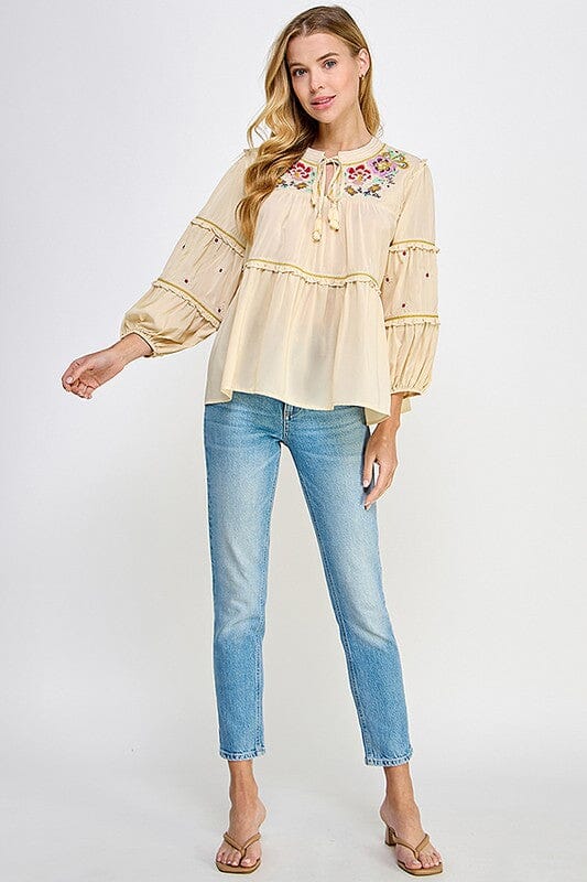 Think of Me Cream Embroidered Blouse - Caroline Hill