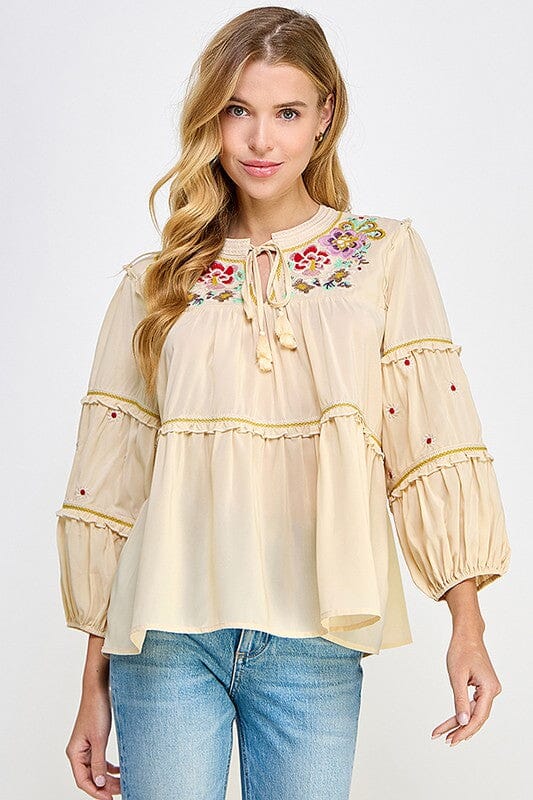 Think of Me Cream Embroidered Blouse - Caroline Hill