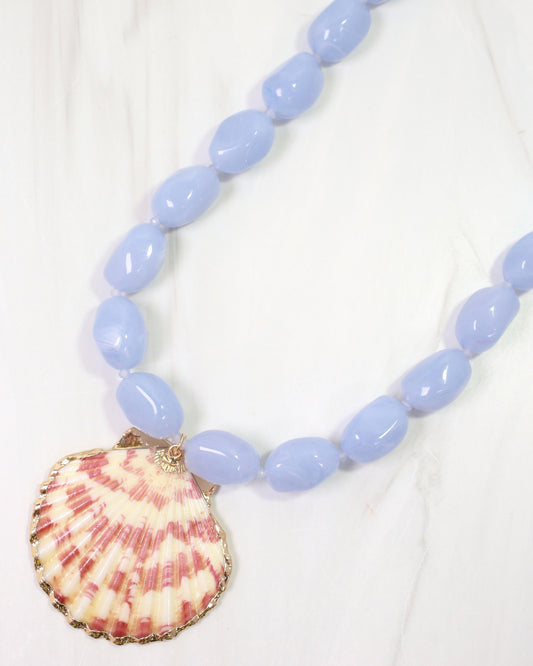 Sallisaw Shell Beaded Necklace Blue