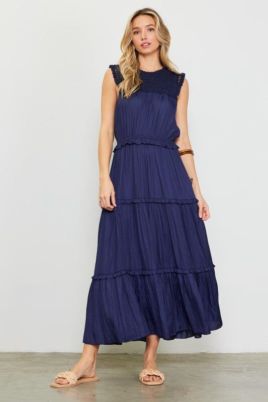Time and Place Navy Tiered Maxi Dress - Caroline Hill