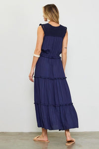 Time and Place Navy Tiered Maxi Dress - Caroline Hill