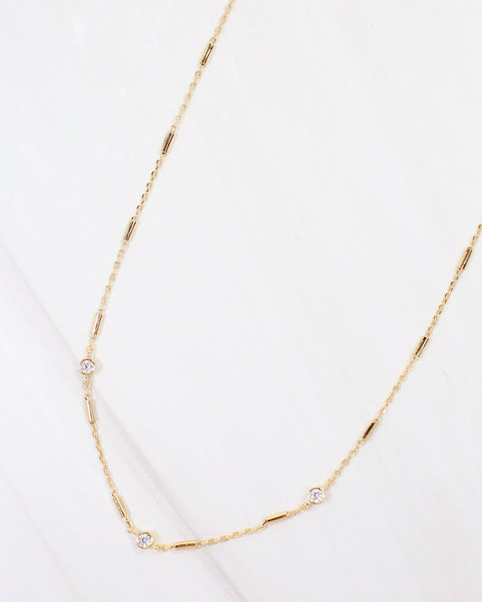 Sidney Round CZ Necklace WR Gold