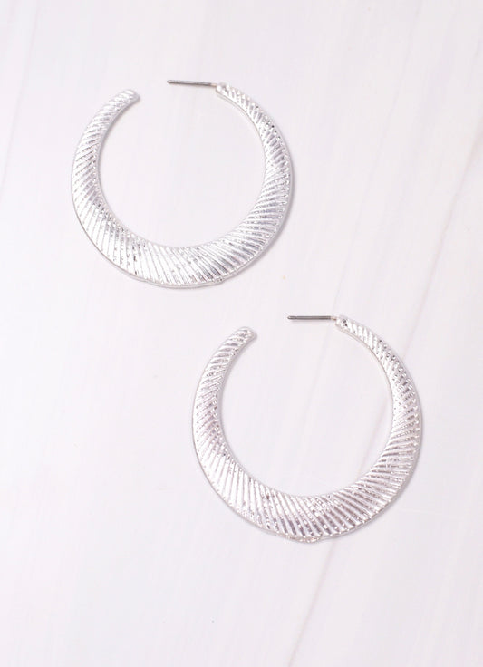 Torres Textured Hoop Earring SILVER - Caroline Hill