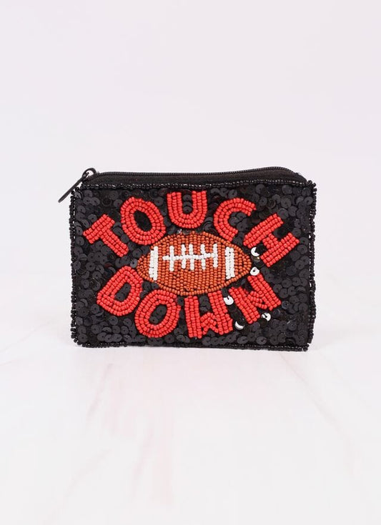 Touch Down Sequin Pouch BLACK RED - Caroline Hill