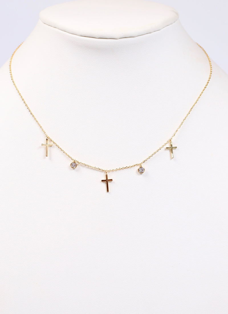 Trinity Cross Charm Necklace GOLD - Caroline Hill