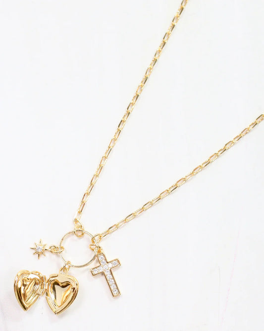 Sally Drop Charm Necklace Gold