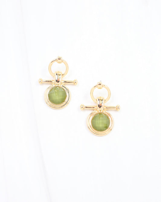May Faceted Post Earring Olive