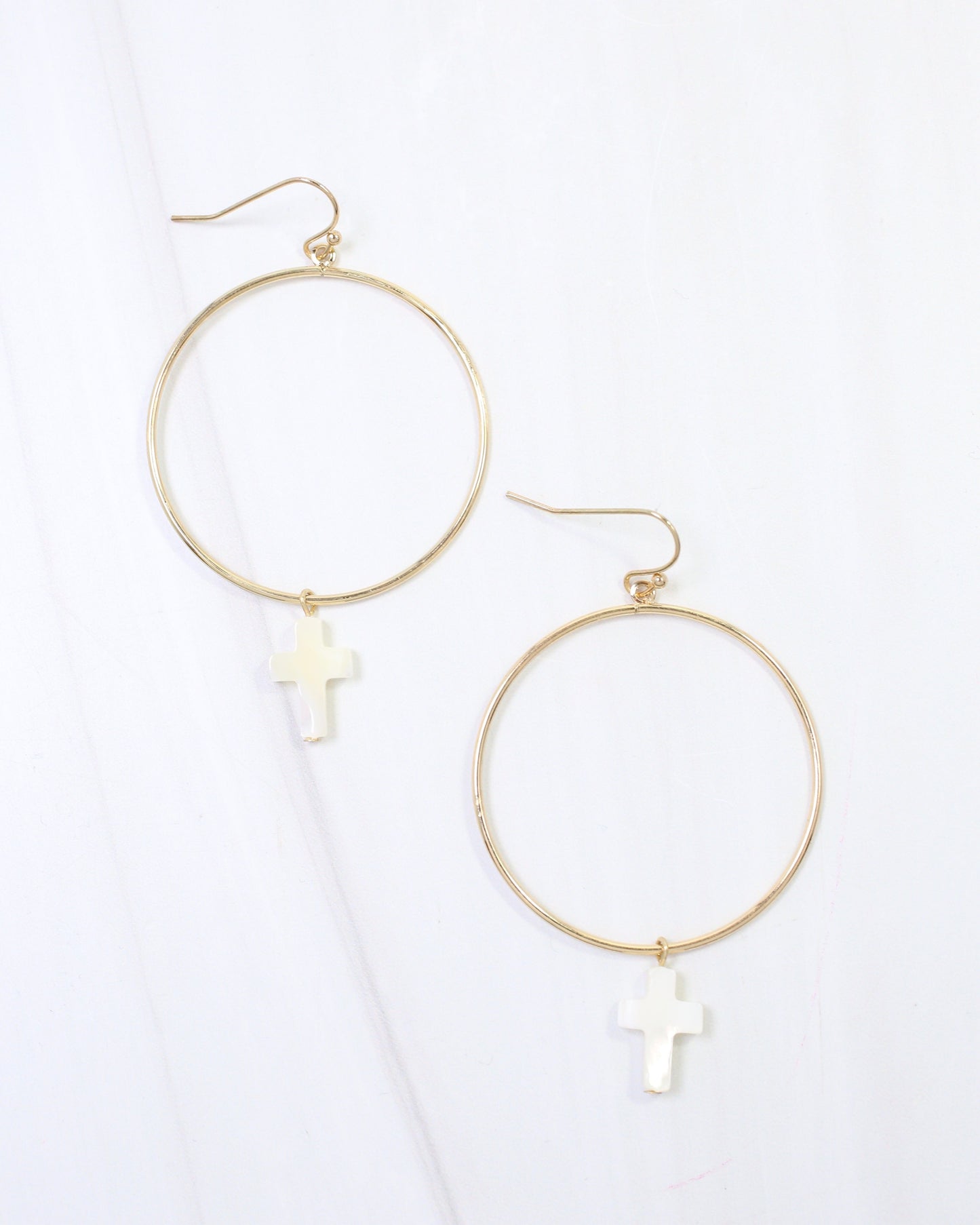 Trenton Cross Fish Hook Earring Gold