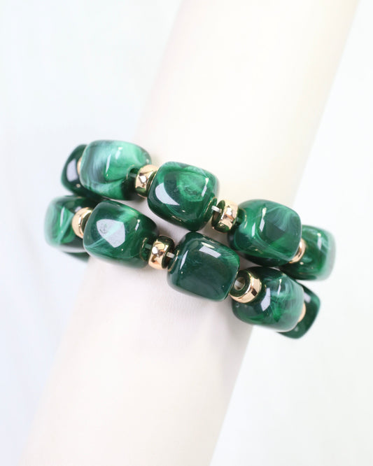 Raquel Beaded Bracelet Set Green